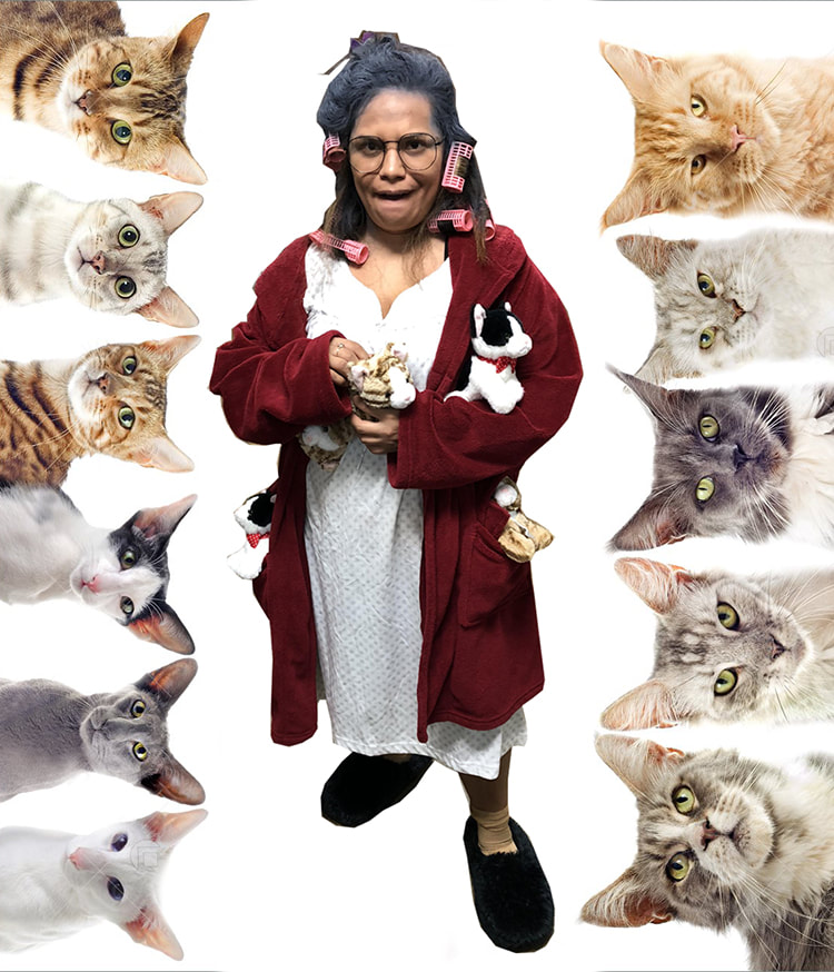 Jackie as a Crazy Old Cat Lady